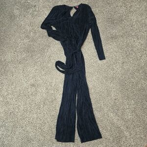 Vince Camuto Womens Size Large blue stretch long sleeve jumpsuit